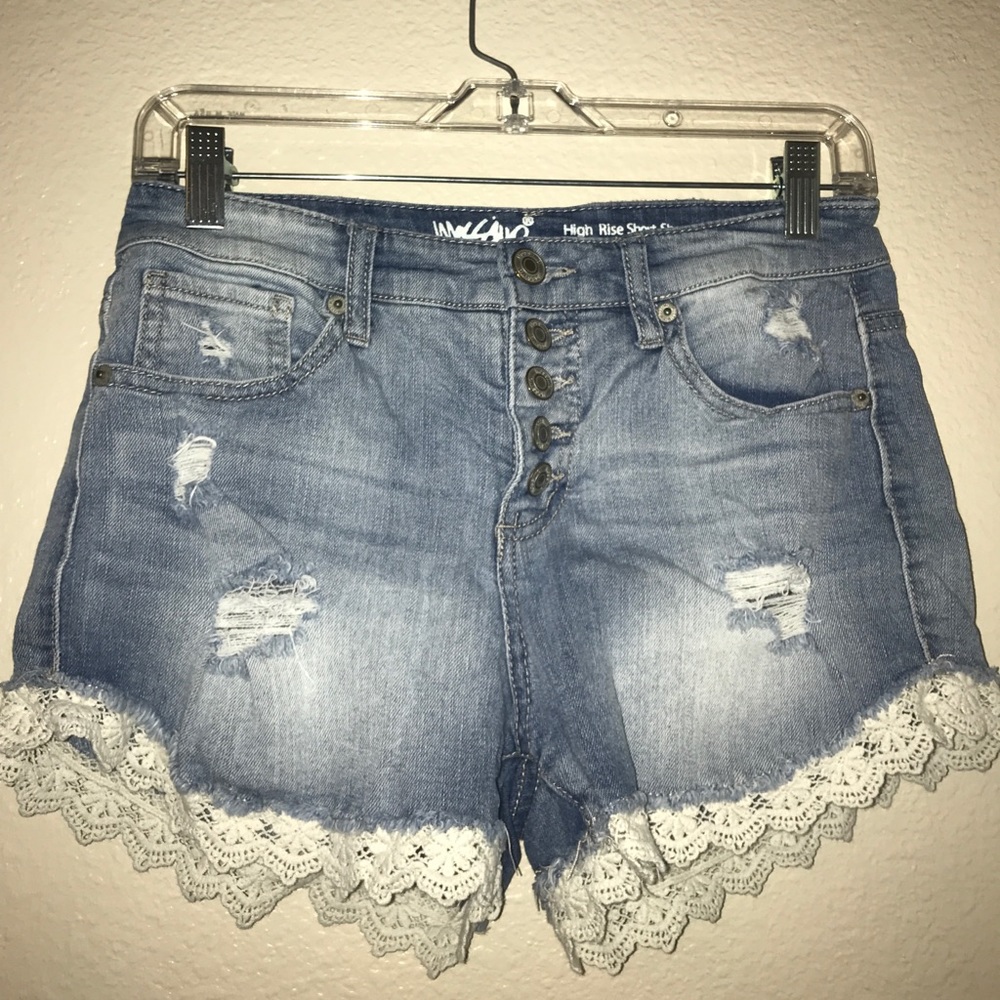 Mossimo High Waisted Jean Shorts w/ Lace Trim